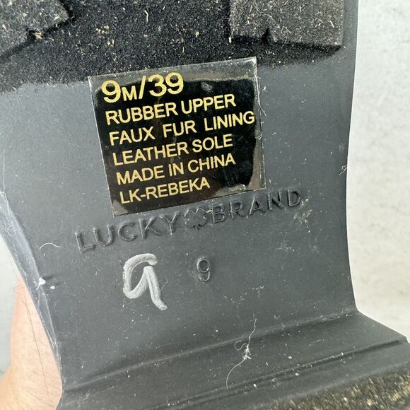 Lucky Brand‎ Rounded Toe Pull On Rubber Black Ankle Boots Casual Booties Size 9 - Picture 8 of 13